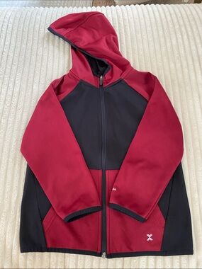 Xersion Maroon & Black Hooded Zip Jacket